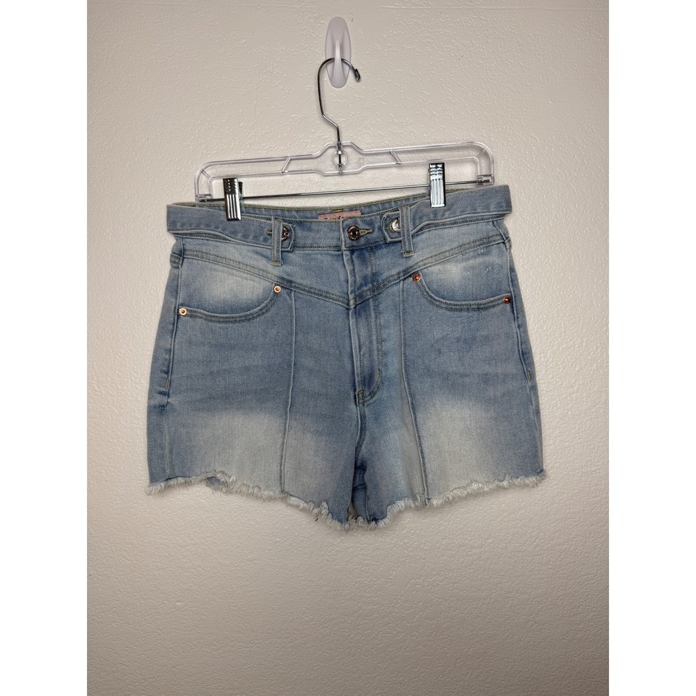Juicy Couture Womens Light Wash High Rise Raw Hem Denim Shorts Size 30